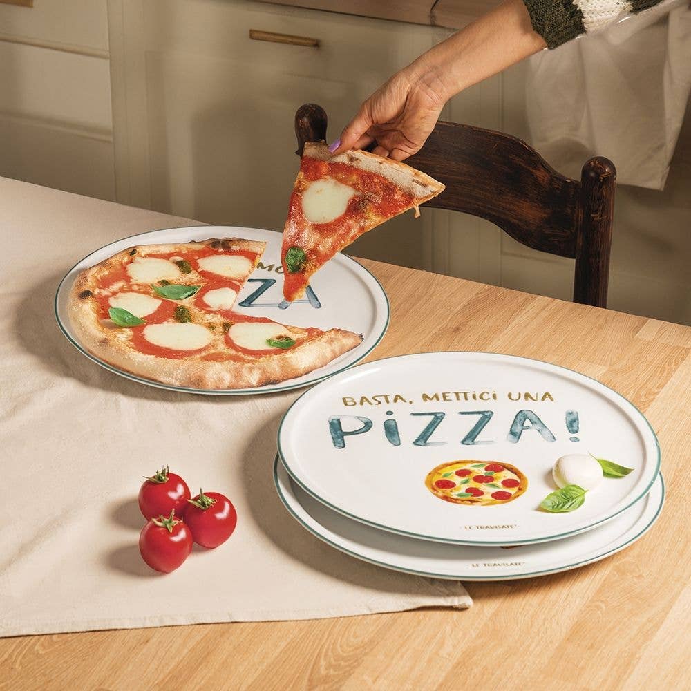 Le Travisate – Piatto Pizza in Porcellana Ø 33 cm | 3 Scritte Assortite