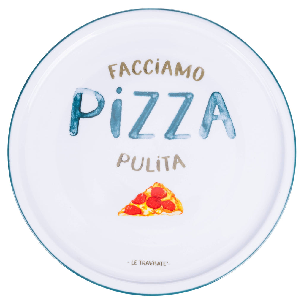 Le Travisate – Piatto Pizza in Porcellana Ø 33 cm | 3 Scritte Assortite