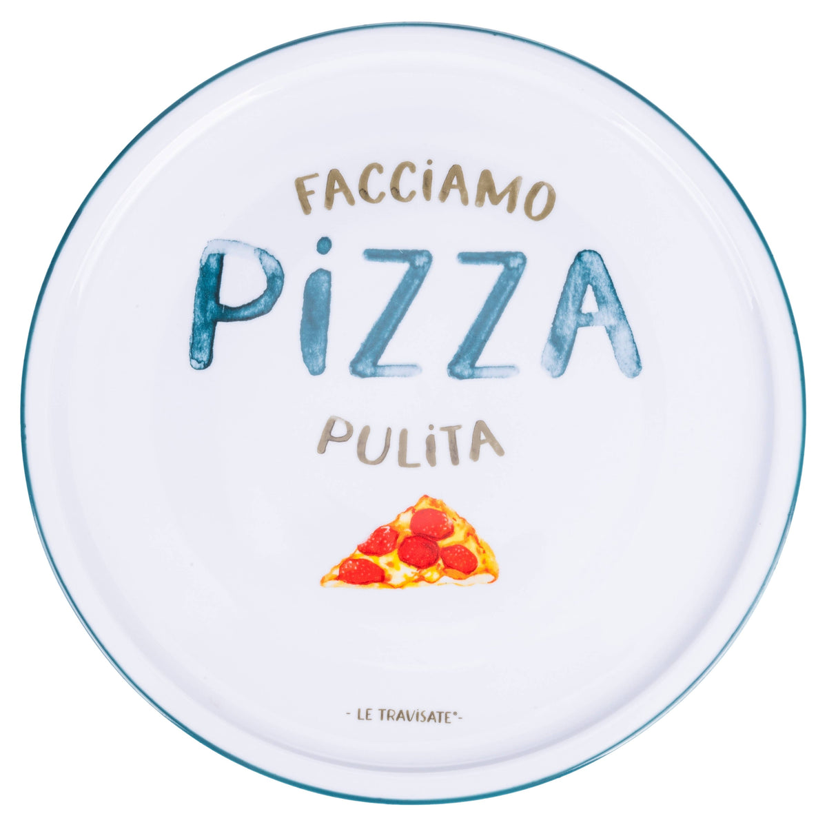 Le Travisate – Piatto Pizza in Porcellana Ø 33 cm | 3 Scritte Assortite