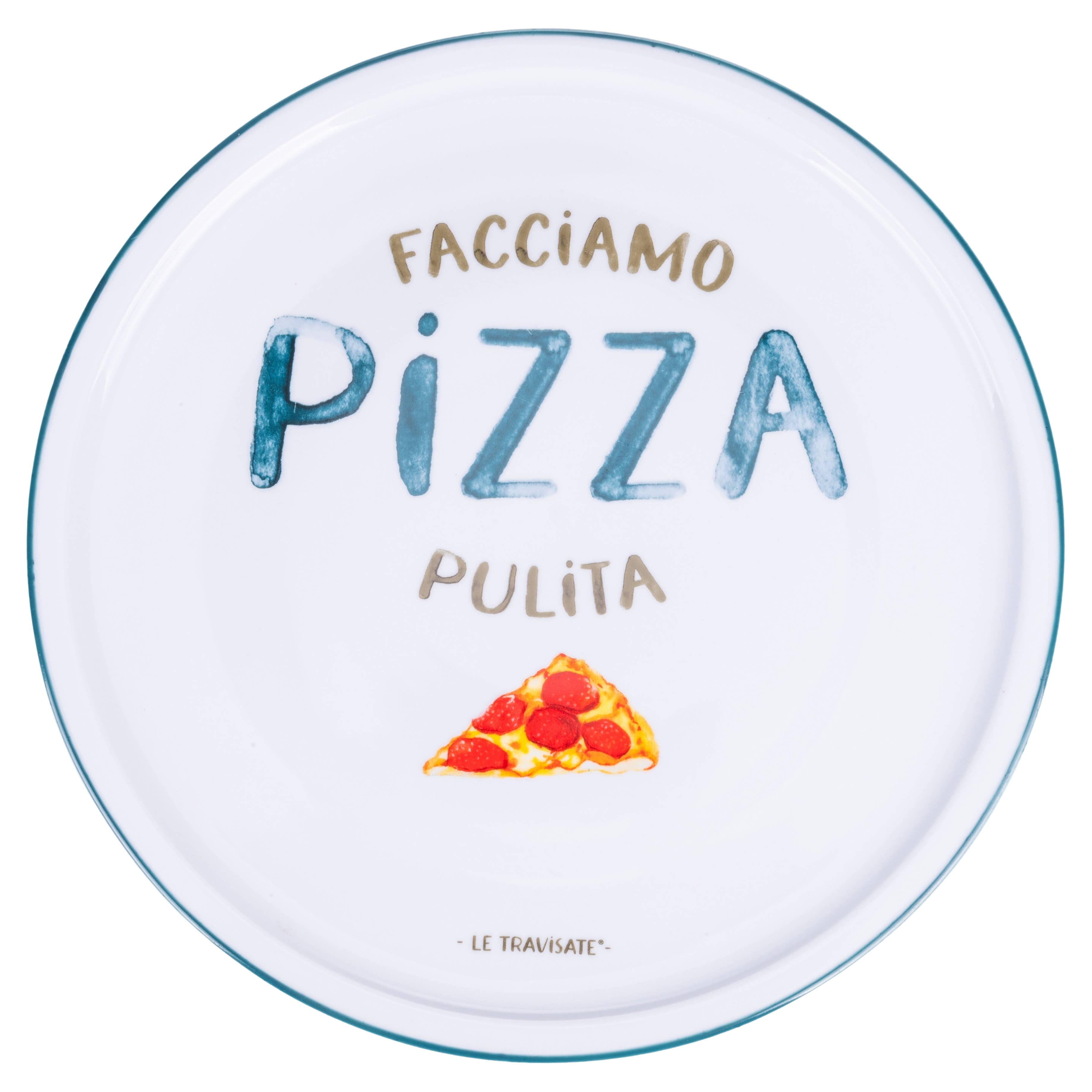 Le Travisate – Piatto Pizza in Porcellana Ø 33 cm | 3 Scritte Assortite