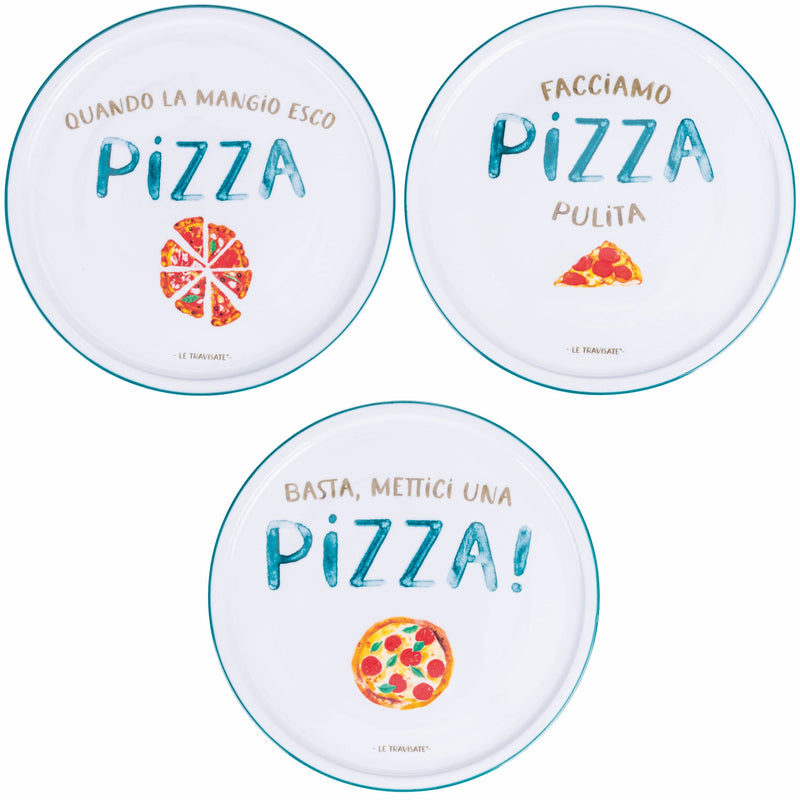 Le Travisate – Piatto Pizza in Porcellana Ø 33 cm | 3 Scritte Assortite