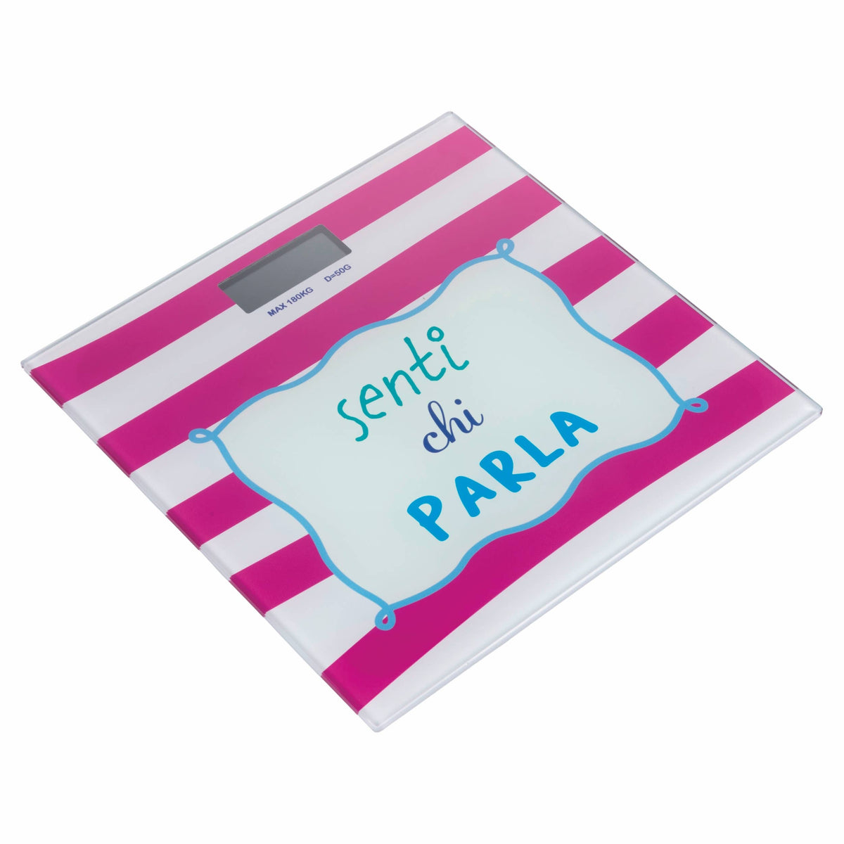 More Amor – Bilancia Pesapersone Digitale | Righe Rosa e Fucsia