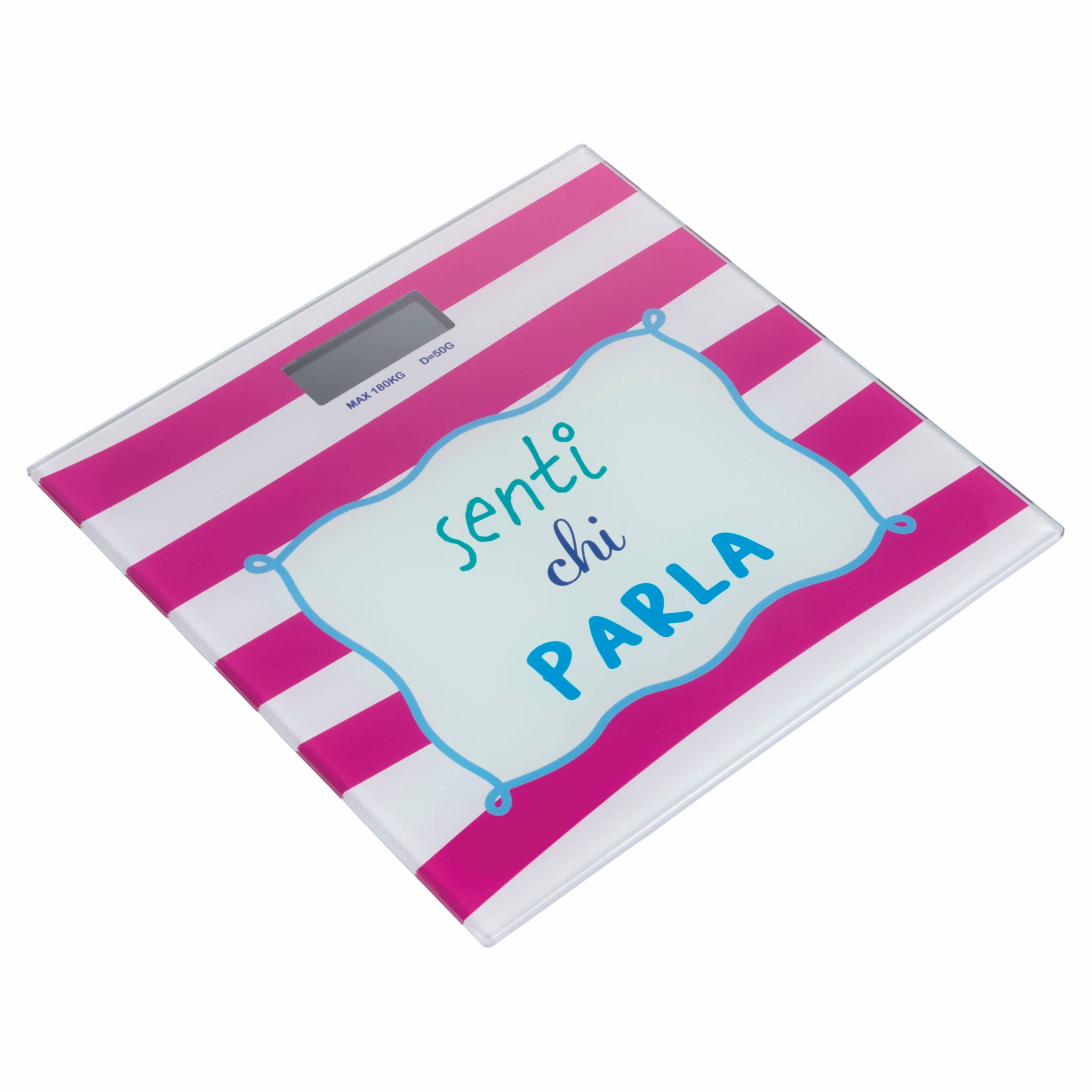 More Amor – Bilancia Pesapersone Digitale | Righe Rosa e Fucsia