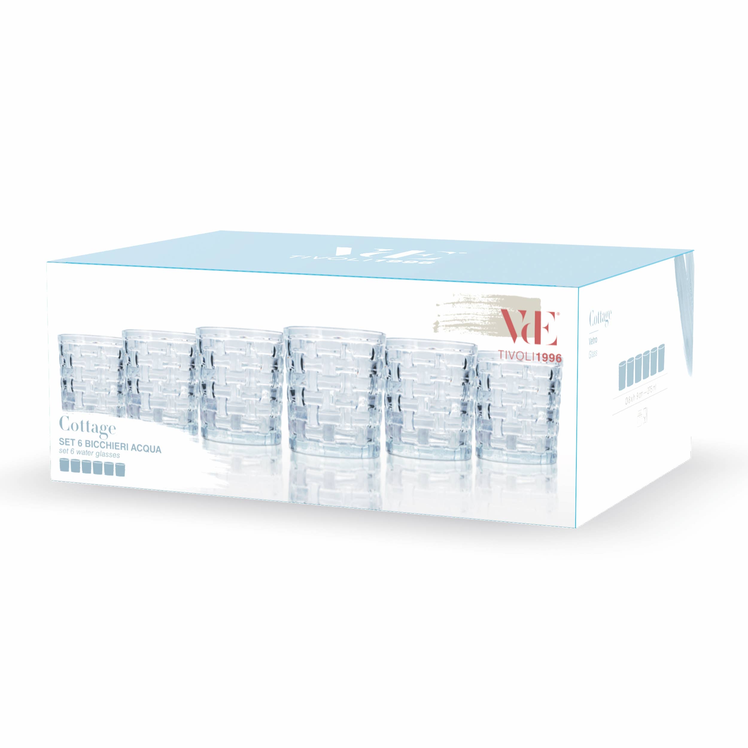 COTTAGE SET 6  BICCHIERI ACQUA 275 ML