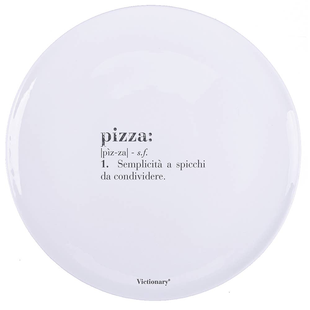Victionary – Piatto Pizza in Vetro Opalino Ø 33 cm | Bianco con Scritta