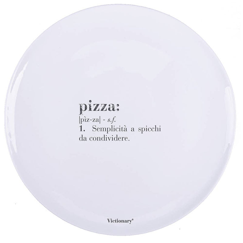 Victionary – Piatto Pizza in Vetro Opalino Ø 33 cm | Bianco con Scritta