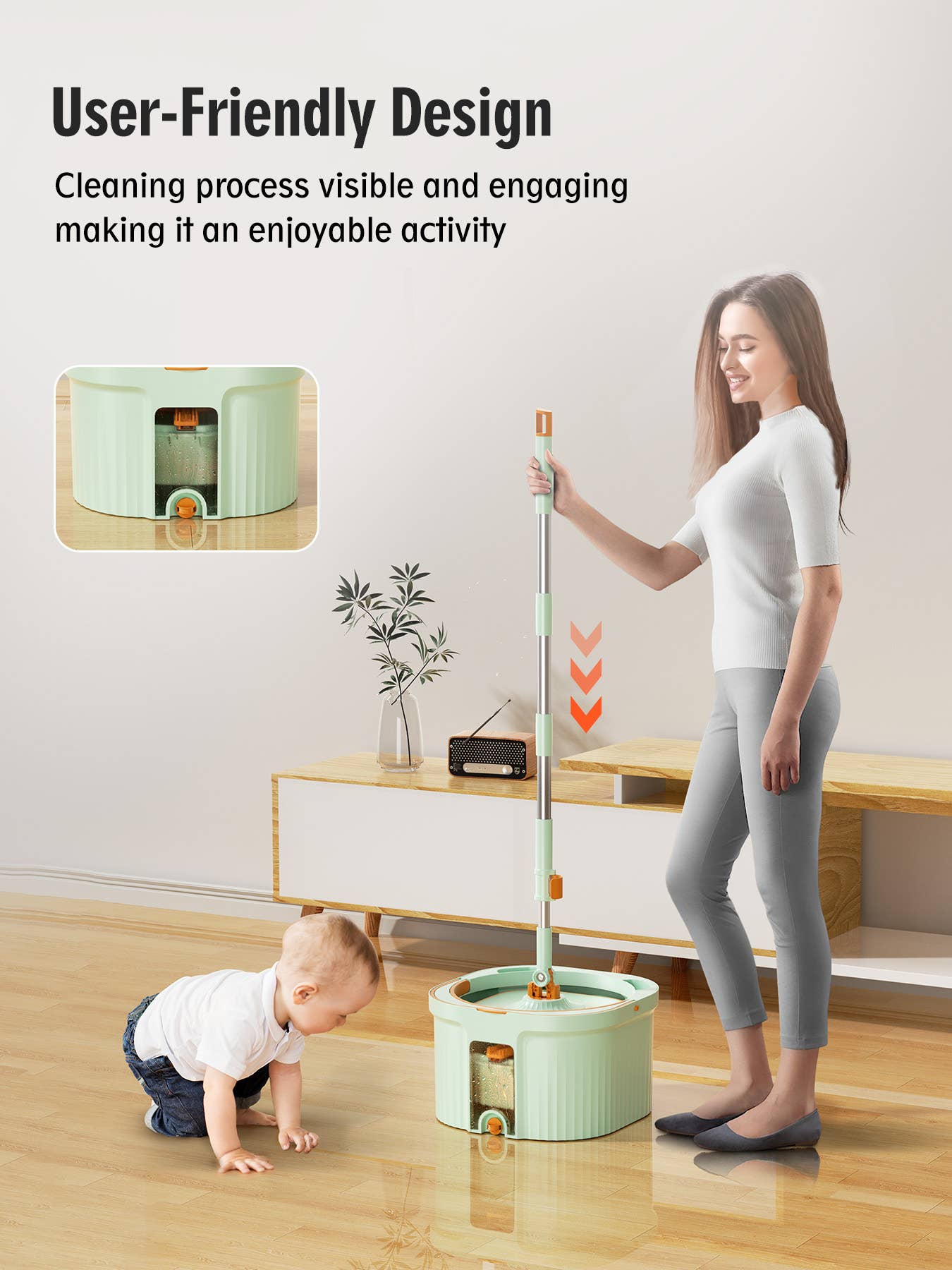 Mop piatto Floormy Urban Avenue – Pulizia con secchio a doppia vasca