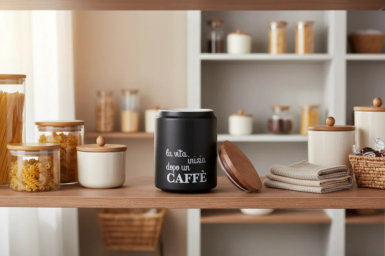 BARATTOLO CAFFE' CON COPERCHIO BAMBOO IDEE - MaLu Casa Più