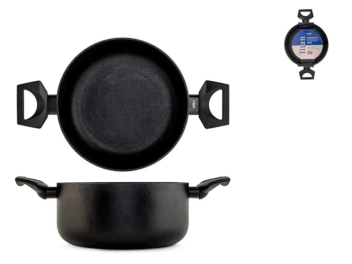 Casseruola antiaderente2 manici cm.22 Titan - MaLu Casa Più