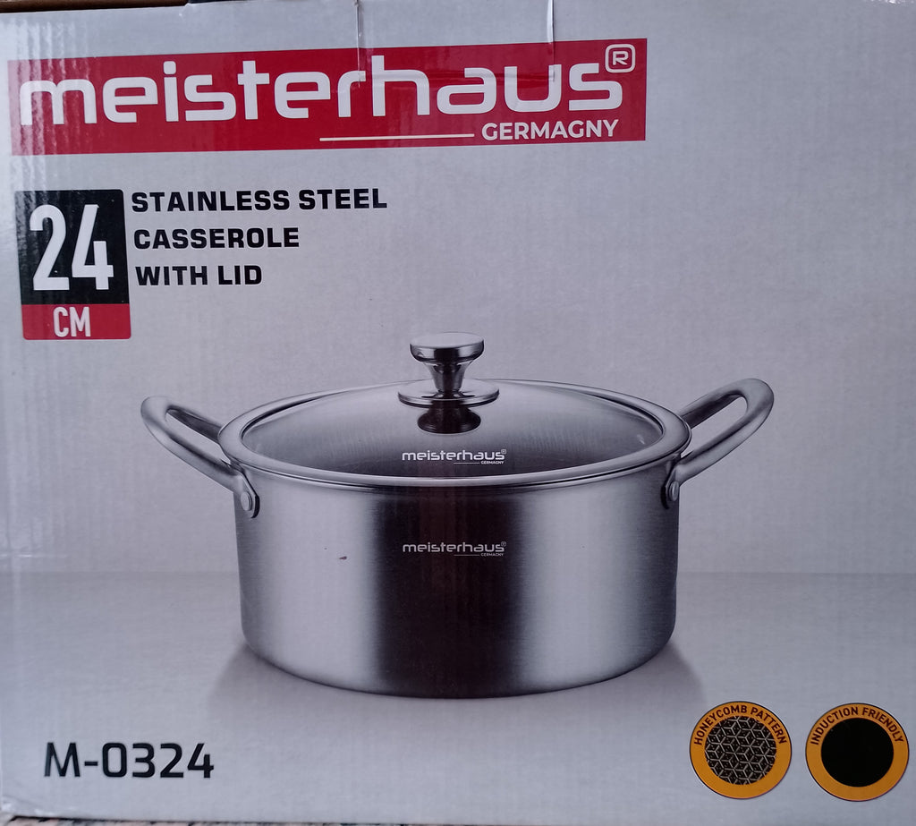 CASSERUOLA MEISTERHAUS antiaderente nido d'ape acciaio inox con coperchio