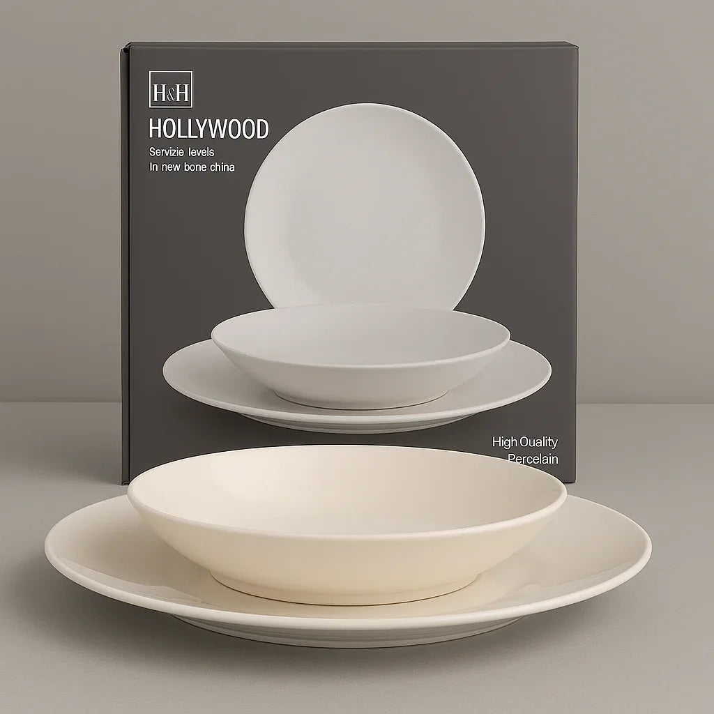 Servizio tavola 18pz in ceramica New Bone China Holliwood - MaLu Casa Più