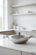 WOK CHEFFINGER INDUZIONE CM.32 antiaderente a nido d'ape con coperchio in vetro