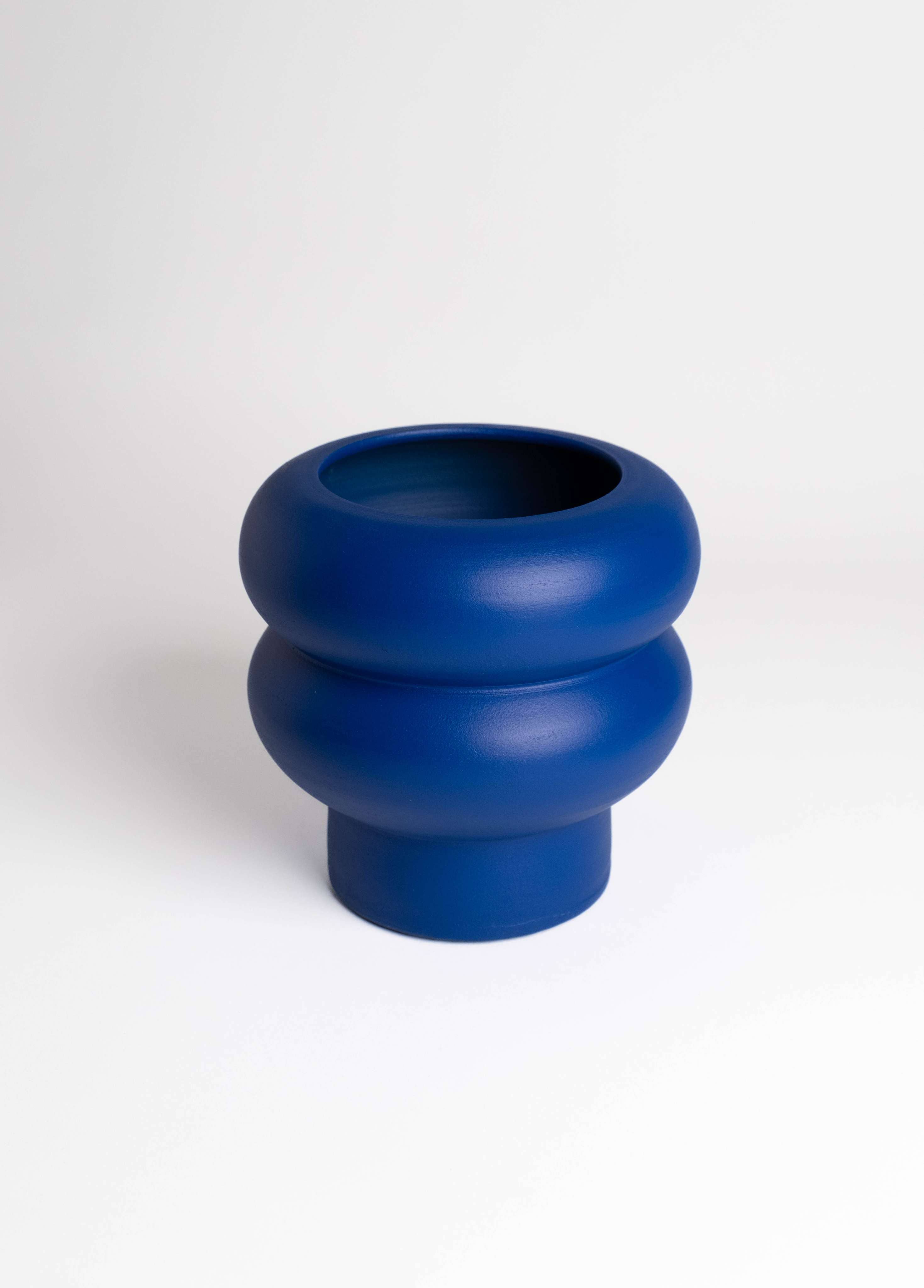 Vaso Ripple piccolo in ceramica blu cobalto