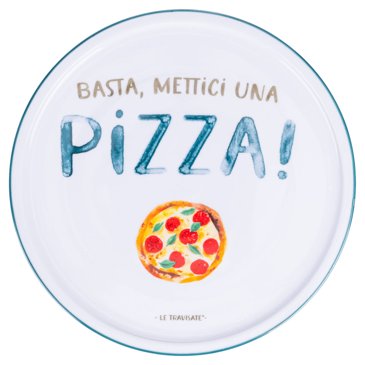 Le Travisate – Piatto Pizza in Porcellana Ø 33 cm | 3 Scritte Assortite
