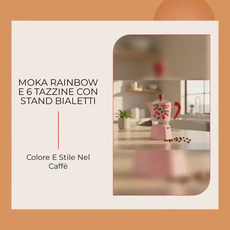 MOKA RAINBOW E 6 TAZZINE CON STAND BIALETTI by@Outfy