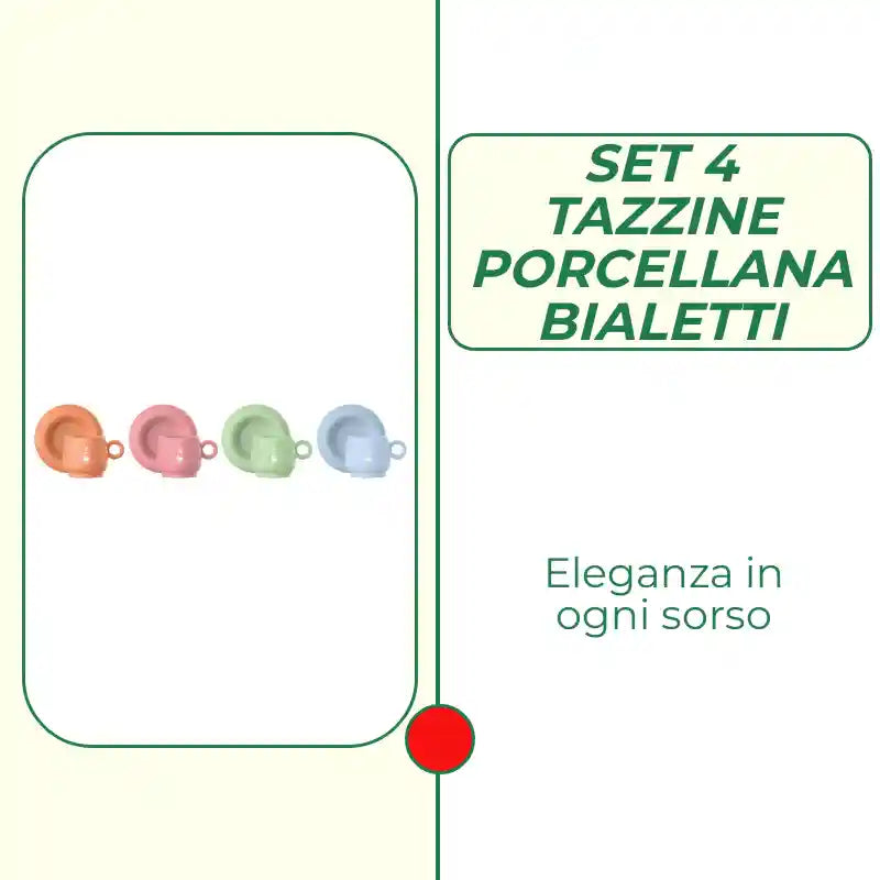 SET 4 TAZZINE PORCELLANA BIALETTI by@Outfy