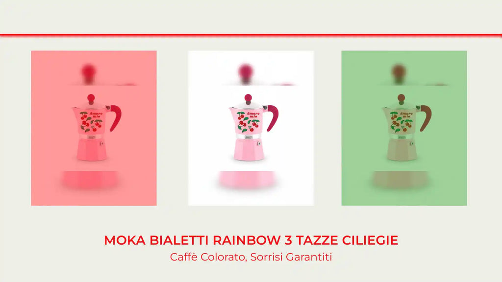 MOKA BIALETTI RAINBOW 3 TAZZE CILIEGIE by@Outfy