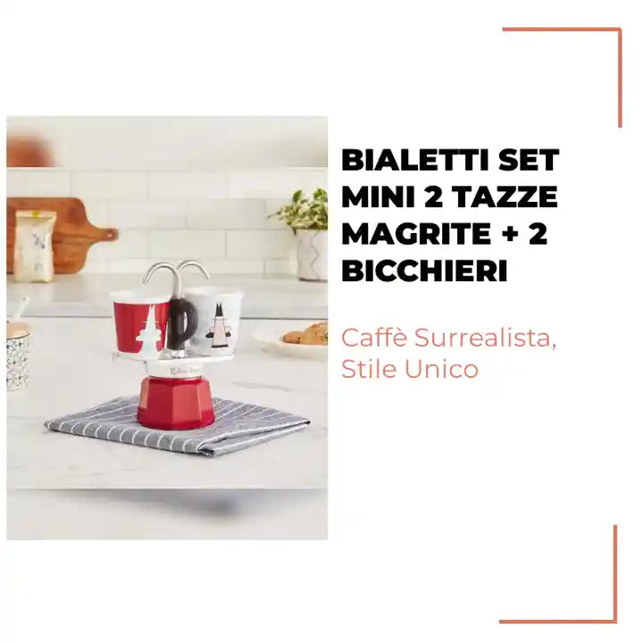 BIALETTI SET MINI 2 TAZZE MAGRITE + 2 BICCHIERI by@Outfy