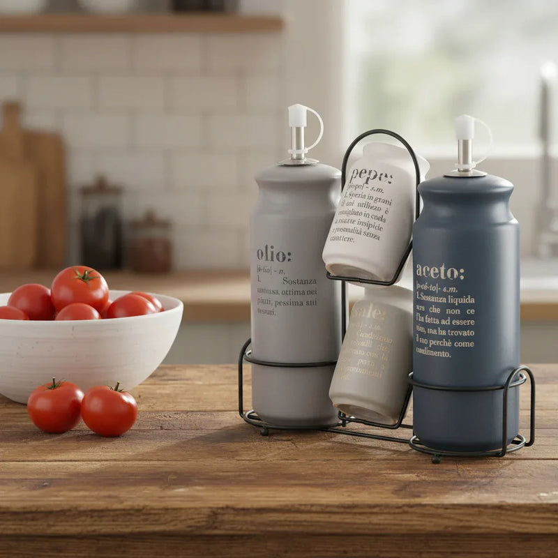 Set condimenti con Stand Metallo - MaLu Casa Più